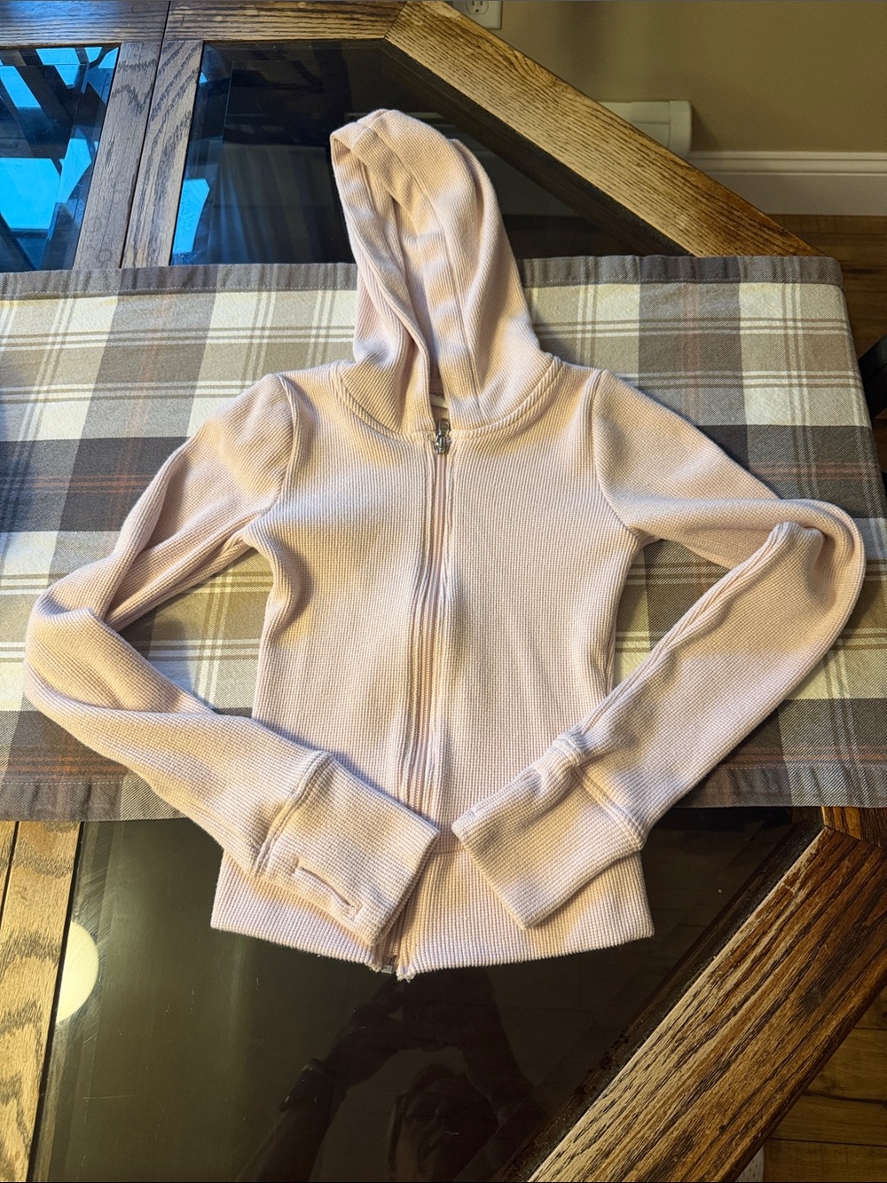 Gilly Hicks Pale Pink Ribbed Zip Hoodie